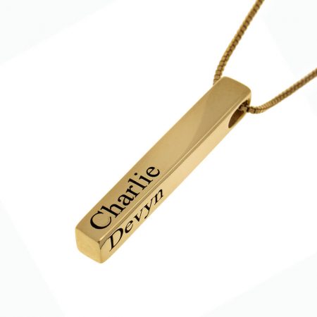 Personalized Vertical Bar Necklace-1 in 18K Gold Plating