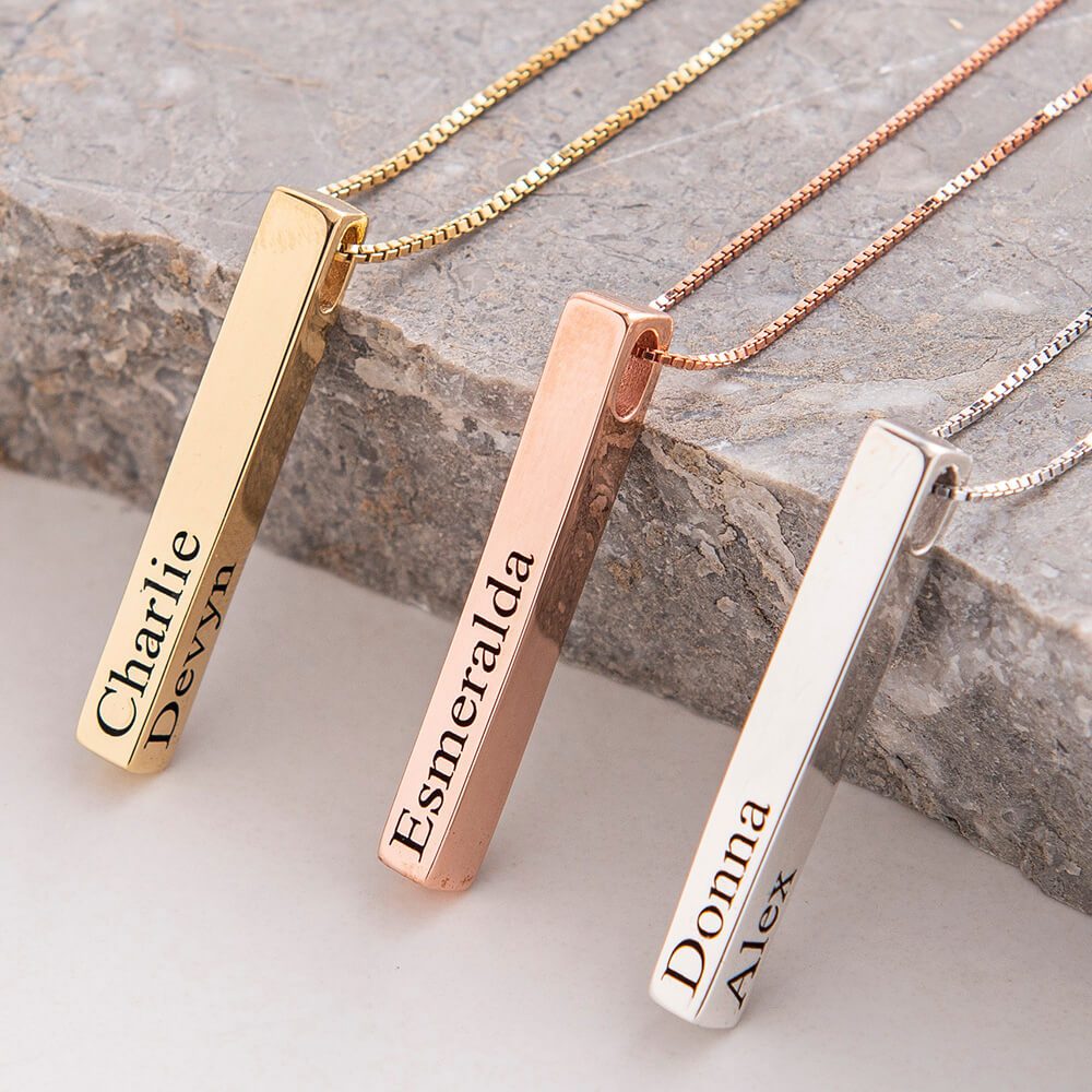 Personalized Vertical Bar Necklace-4