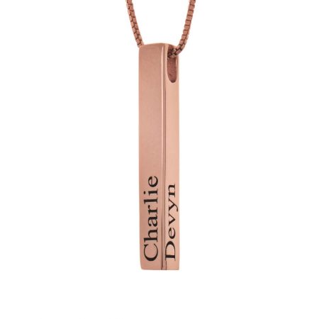 Personalized Vertical Bar Necklace in 18K Rose Gold Plating