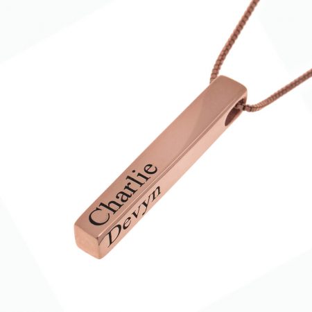 Personalized Vertical Bar Necklace-1 in 18K Rose Gold Plating