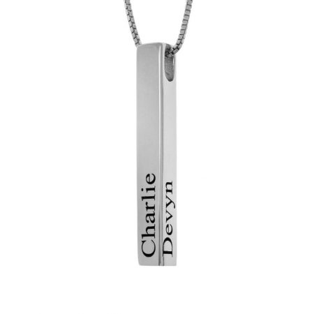 Personalized Vertical Bar Necklace in 925 Sterling Silver