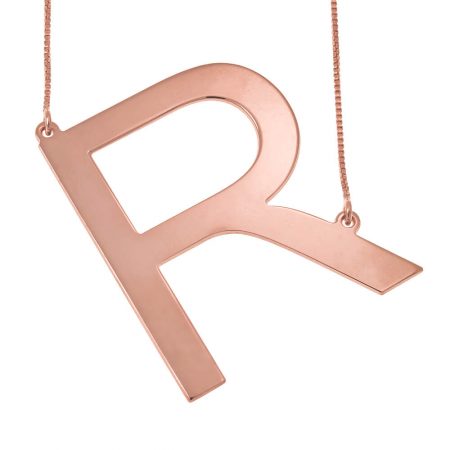 Big Initial Necklace in 18K Rose Gold Plating