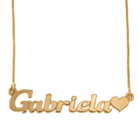 Classic Name Necklace With Heart in 18K Gold Plating