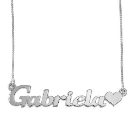 Classic Name Necklace With Heart in 925 Sterling Silver