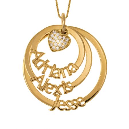 Layered Discs Necklace With Heart in 18K Gold Plating