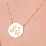 Engraved Disc Initials Necklace With Birthstone-2
