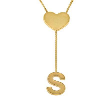 Personalized Falling Letter with Dainty Heart Necklace in 18K Gold Plating