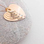 Five Layers Engraved Hearts Mother Necklace With Birthstones-3