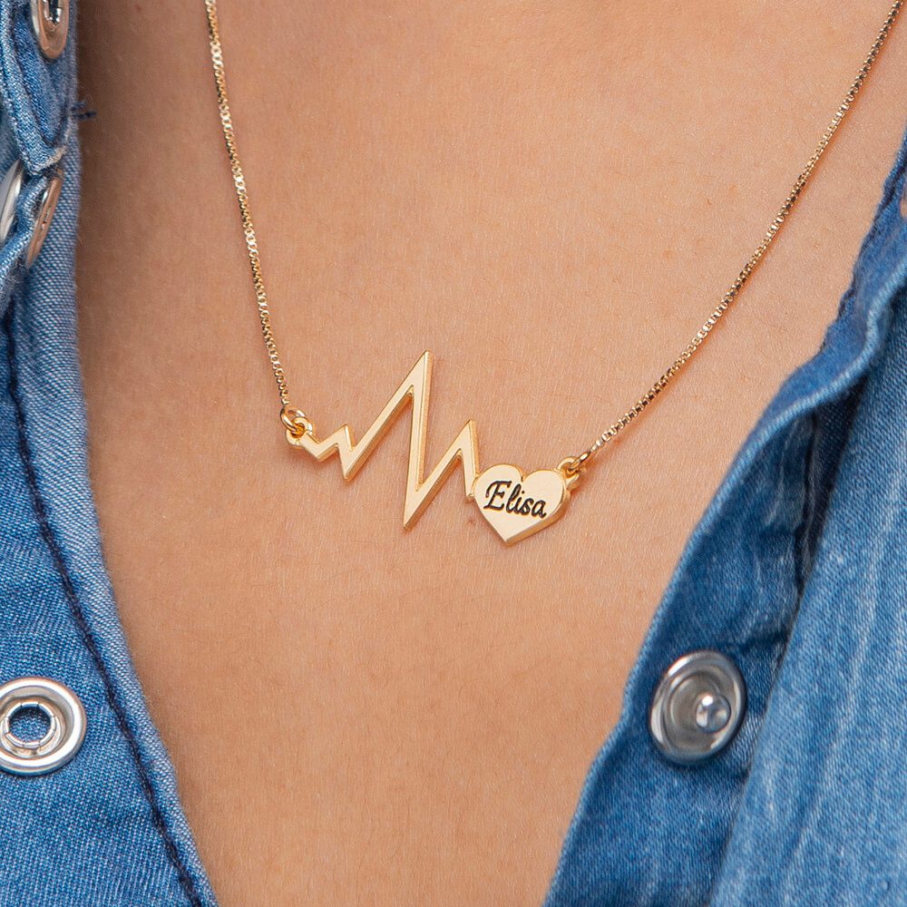 Personalized Heartbeat Name Necklace-2