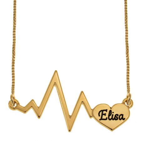 Personalized Heartbeat Name Necklace in 18K Gold Plating
