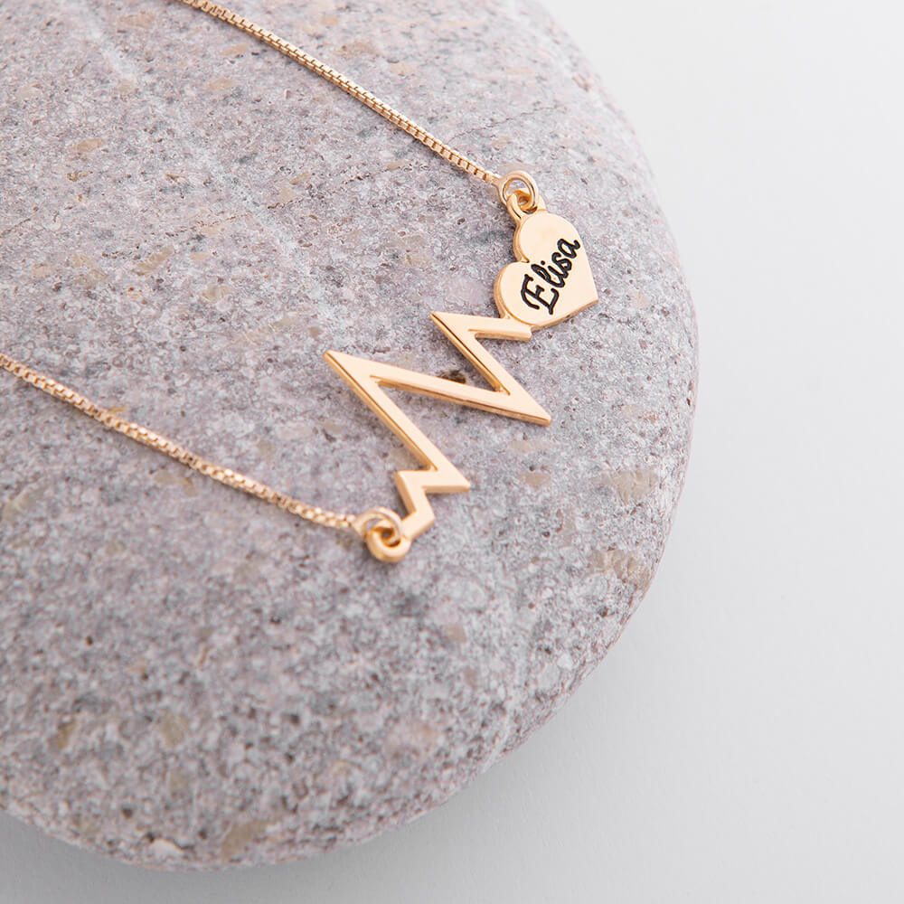 Personalized Heartbeat Name Necklace-3