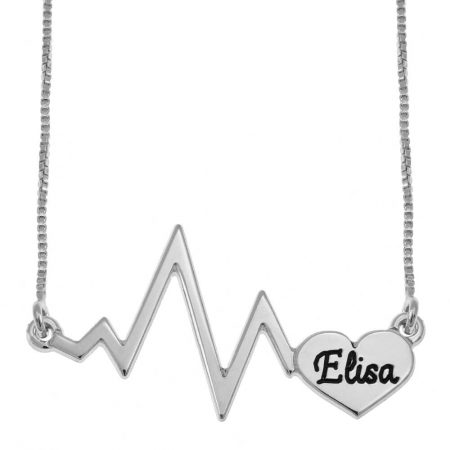 Personalized Heartbeat Name Necklace in 925 Sterling Silver