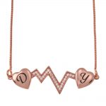 Personalized Heartbeat Two Initial Necklace