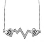 Personalized Heartbeat Two Initial Necklace 925