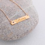 Engraved Bar Name Necklace With Birthstone-3