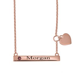 Engraved Bar Name Necklace With Heart