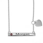 Engraved Bar Name Necklace With Heart
