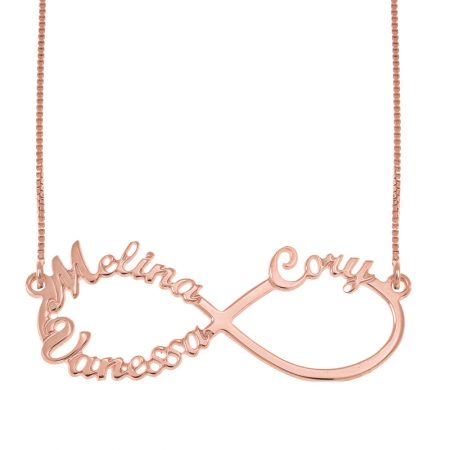 Infinity 3 Names Necklace in 18K Rose Gold Plating