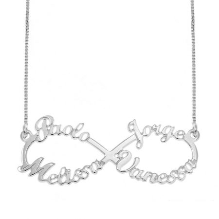 Infinity Necklace with 4 Names in 925 Sterling Silver