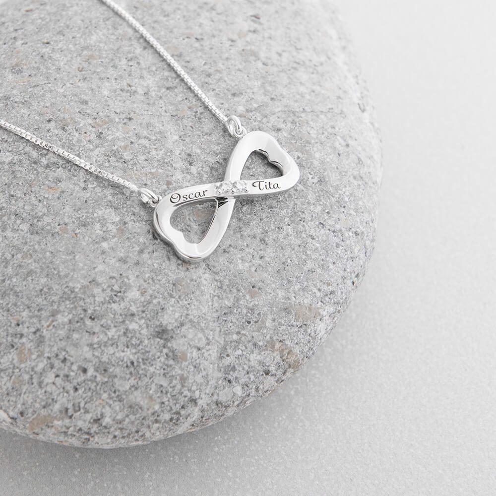 Double Heart Necklace Engraved-2