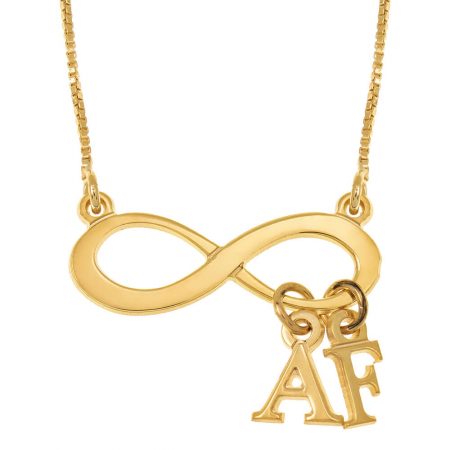 Infinity Necklace with Initials in 18K Gold Plating