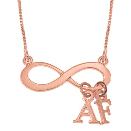 Infinity Necklace with Initials in 18K Rose Gold Plating