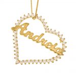 Heart Name necklace with inlay