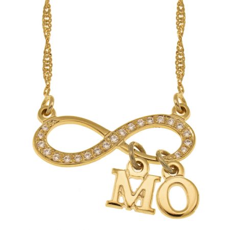 Infinity Necklace with Initial Charms in 18K Gold Plating