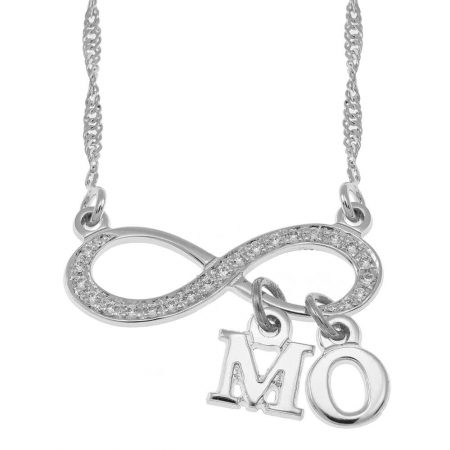 Infinity Necklace with Initial Charms in 925 Sterling Silver