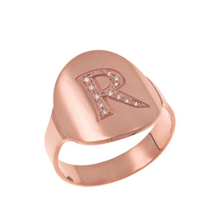 Inlay Signet Ring in 18K Rose Gold Plating