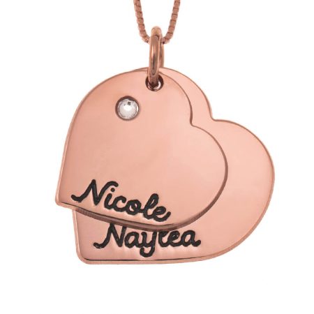 Mother Layers Heart Necklace in 18K Rose Gold Plating