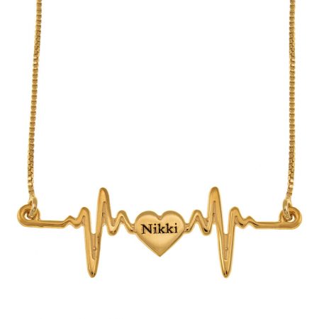 Heartbeat Name Necklace in 18K Gold Plating