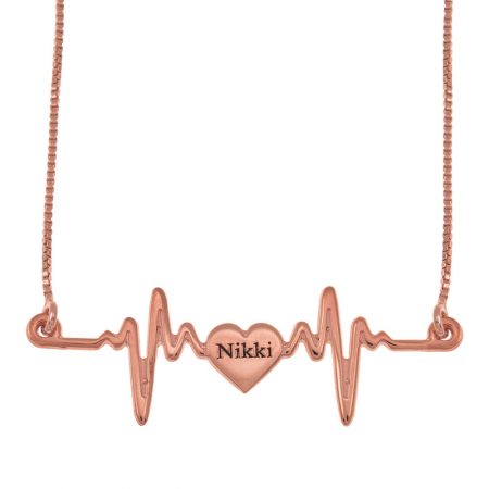 Heartbeat Name Necklace in 18K Rose Gold Plating