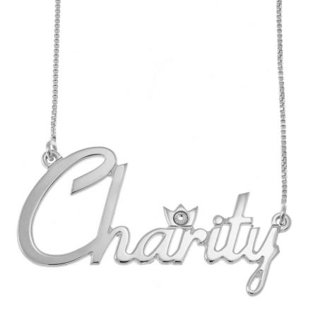 Name Necklace with Crown in 925 Sterling Silver