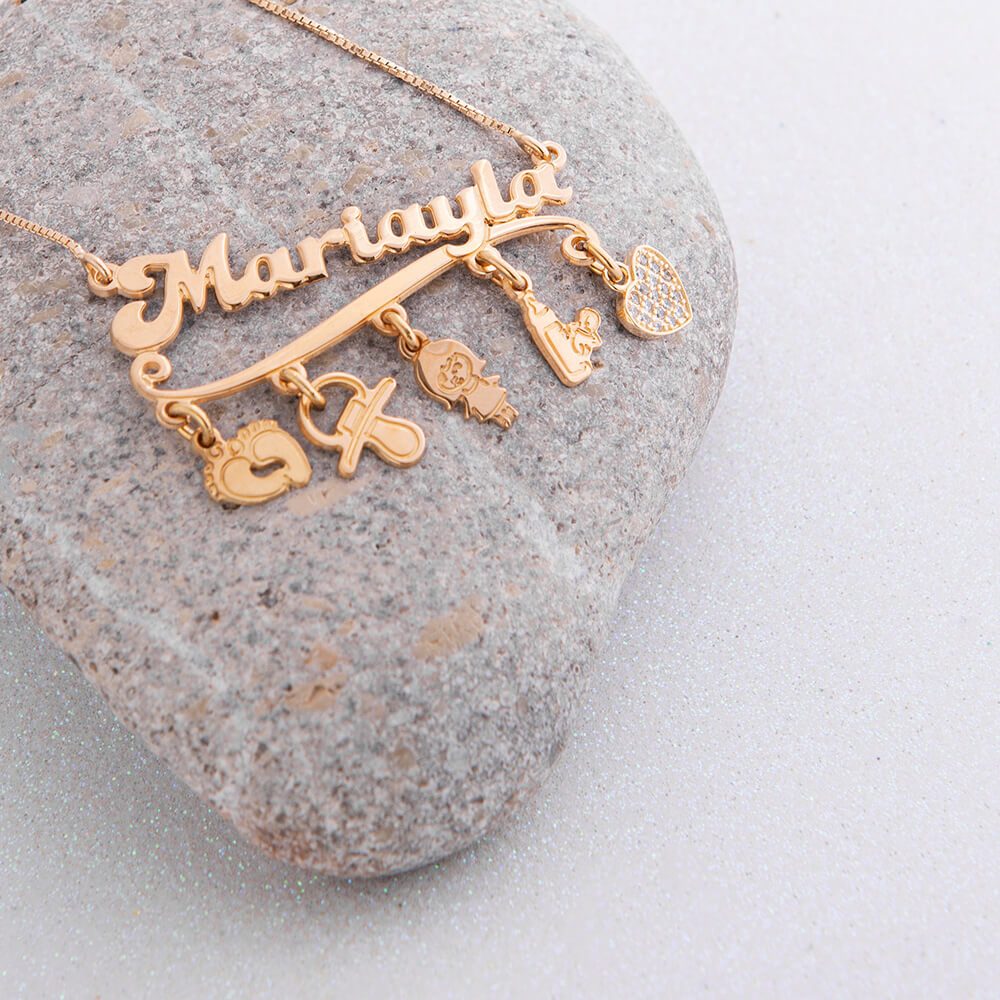 Name Necklace with Charms-3