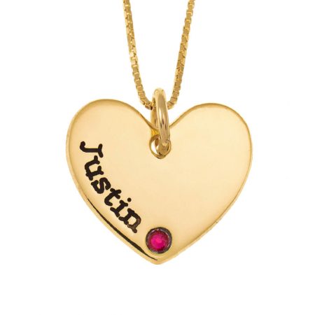 Heart Necklace with Birthstone in 18K Gold Plating