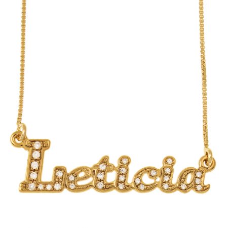 Name Necklace with CZ in 18K Gold Plating