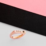 Stackable Bar Name Ring With Black Stone-1