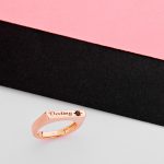 Stackable Bar Name Ring With Black Stone-2