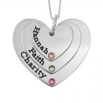 Heart Necklace with Birthstones and Names