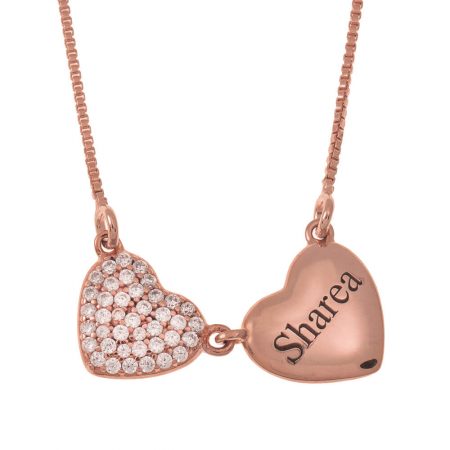cz Heart Necklace in 18K Rose Gold Plating