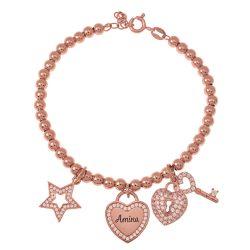 Bead Name Bracelet with Charms