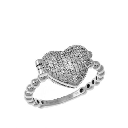 Locket Heart Ring-1 in 925 Sterling Silver