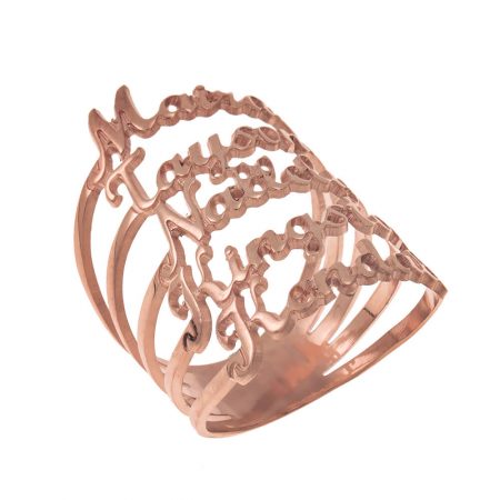 Cut Out 5 Names Ring in 18K Rose Gold Plating