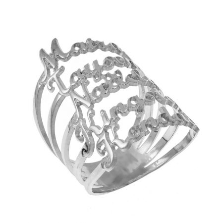 Cut Out 5 Names Ring in 925 Sterling Silver