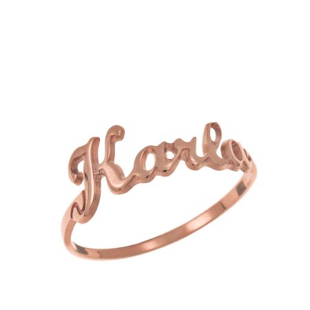 Cut Out One Name Ring in 18K Rose Gold Plating