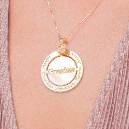 Engraved Circle Grandma Necklace with Heart-2