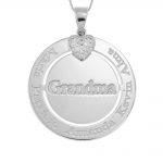 Engraved Circle Grandma Necklace with Heart
