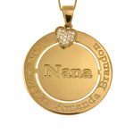 Engraved Circle Nana Necklace with Inlay Heart