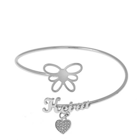 Flex Name Bracelet With Butterfly in 925 Sterling Silver